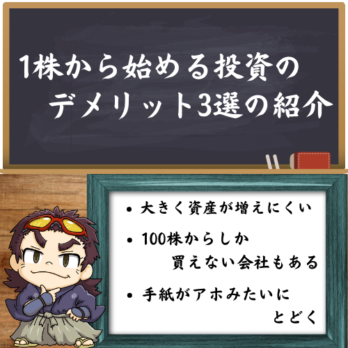 1株から始める投資のデメリット3選を書いた図