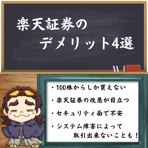 楽天証券のデメリット4選の大枠を解説