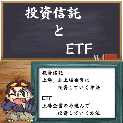 投資信託とETFを簡単に解説した図