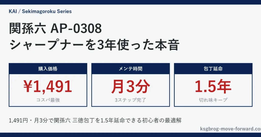 関孫六 AP-0308 シャープナーを3年使った本音レビュー｜1,491円・月3分・包丁1.5年延命のアイキャッチ画像