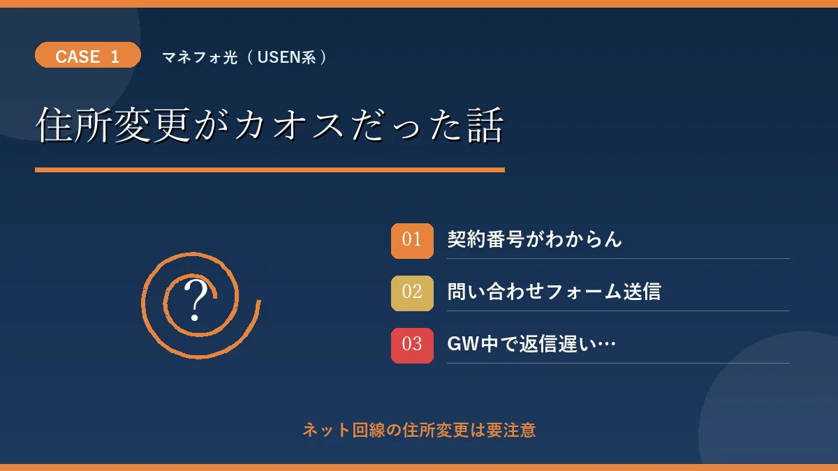 マネフォ光（USEN系）の住所変更で契約番号がわからずカオスになった3つの問題点